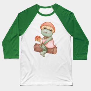 Lady Toadstool - Cottagecore Frog Portrait Baseball T-Shirt